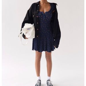 Urban Outfitters Maureen Henley Navy Mini Dress Size Large